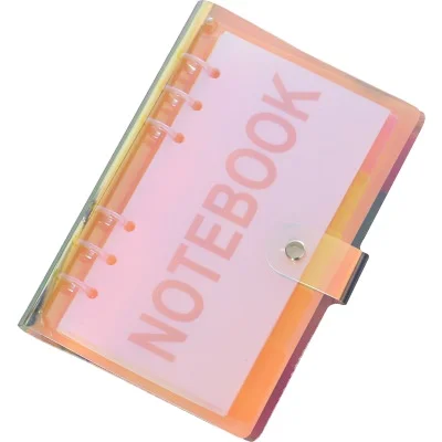 
New PVC cover planner 6 rings binder Notebook Mini Loose-Leaf Transparent Cover 6Hole Metal PVC notebookcover 