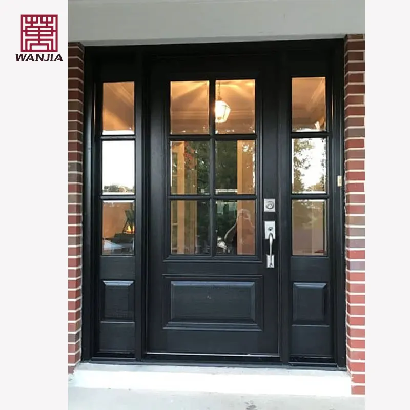 WANJIA Customized OEM ODM Latest Design Modern Wood Entry Door Paint Colors Solid Wood Front Door