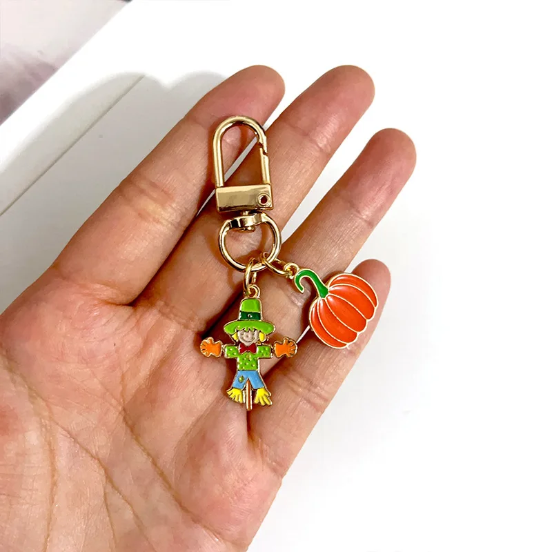Thanksgiving Scarecrow Pumpkin Harvest Festival Keychain Pendant Cartoon Alloy Jewelry Accessories Wholesale