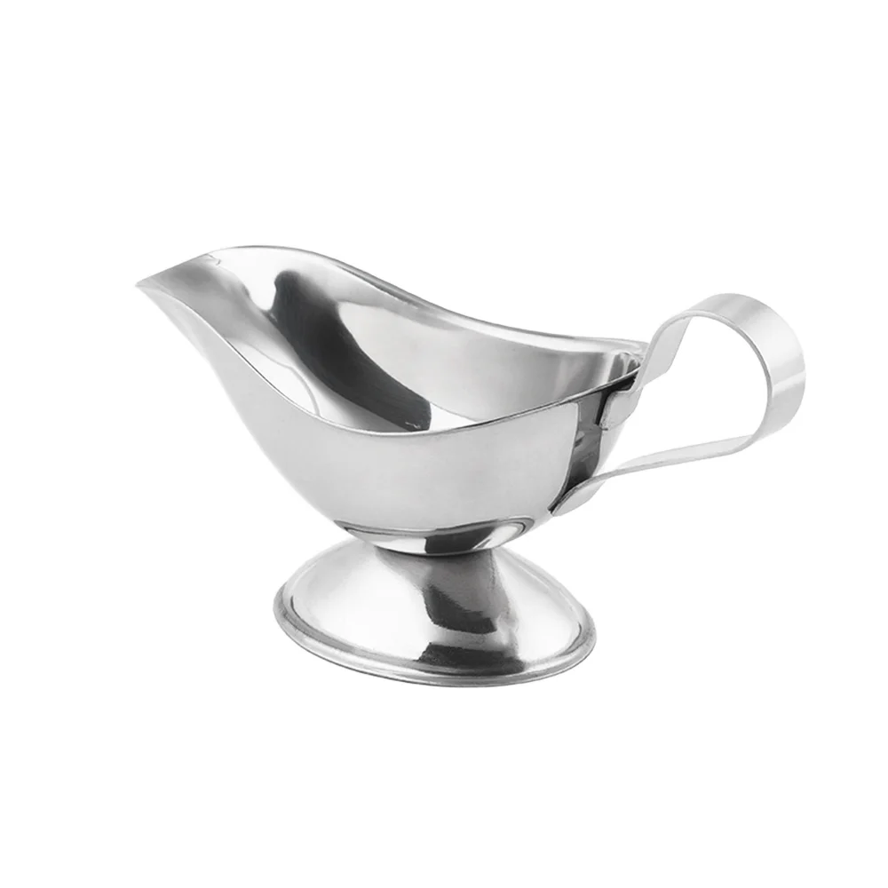 Stainless Steel Seasoning Cup Gravy Sauce Boat Saucier Gravy Dish with Ergonomic Handle Gravy Ketchup Container