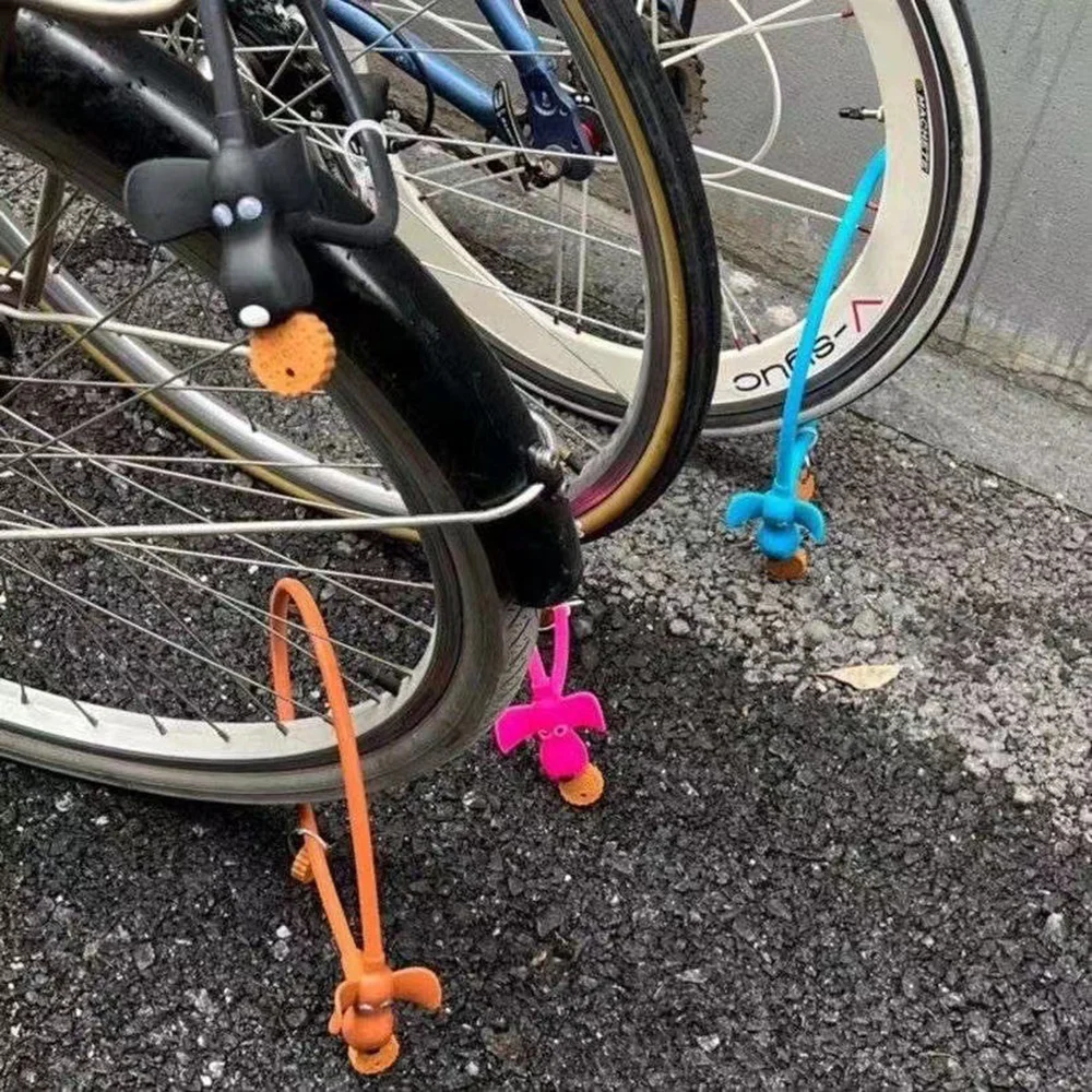 Anti-theft Cute animal shape bike Environmental protection silicone tape Wire lock Anti theft ring bicycle cable lock