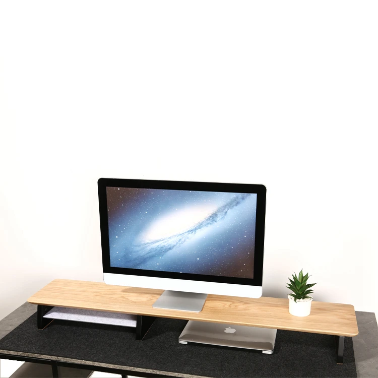 Manufacturer Direct Sales Standing Office Desk Wooden Computer Monitor Bracket Desk Shelf Monitor
