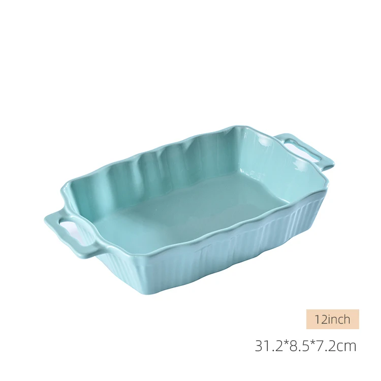 Multi Color Rectangular Ceramic Bakeware Set Oven Safe Baking Dish Cookware Baking Pan Tray