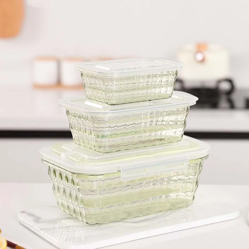Low MOQ Portable Lunch Box 3pcs Plastic Food Containers Storage Sets with Handle