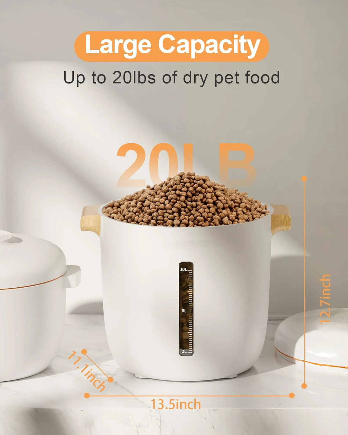 Portable 14L White Dry Food Storage Real-time Vacuum Status Healthy Nutritional Grains Viewable Window Automatic Water