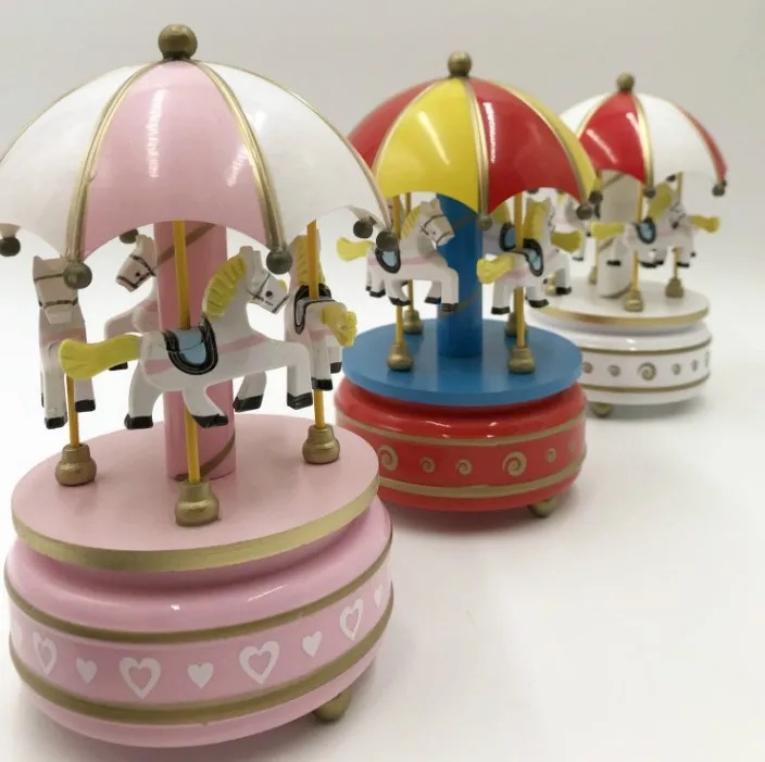Music box birthday gift wooden crafts carousel music box