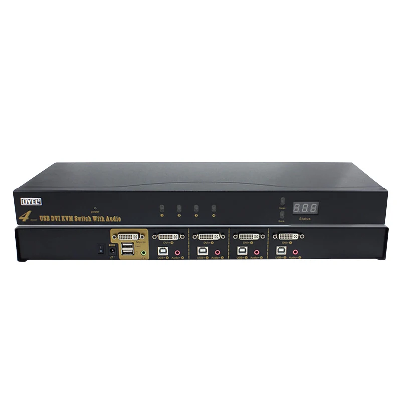 Factory can OEM 4 port Full-Auto USB DVI KVM switch high quality  4 input 1 output with hub DVI KVM Switch 1920X1440@60HZ