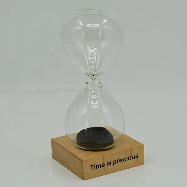 Iron Filings Hourglass With Wood Base Magnetic Sand Timer Hourglass