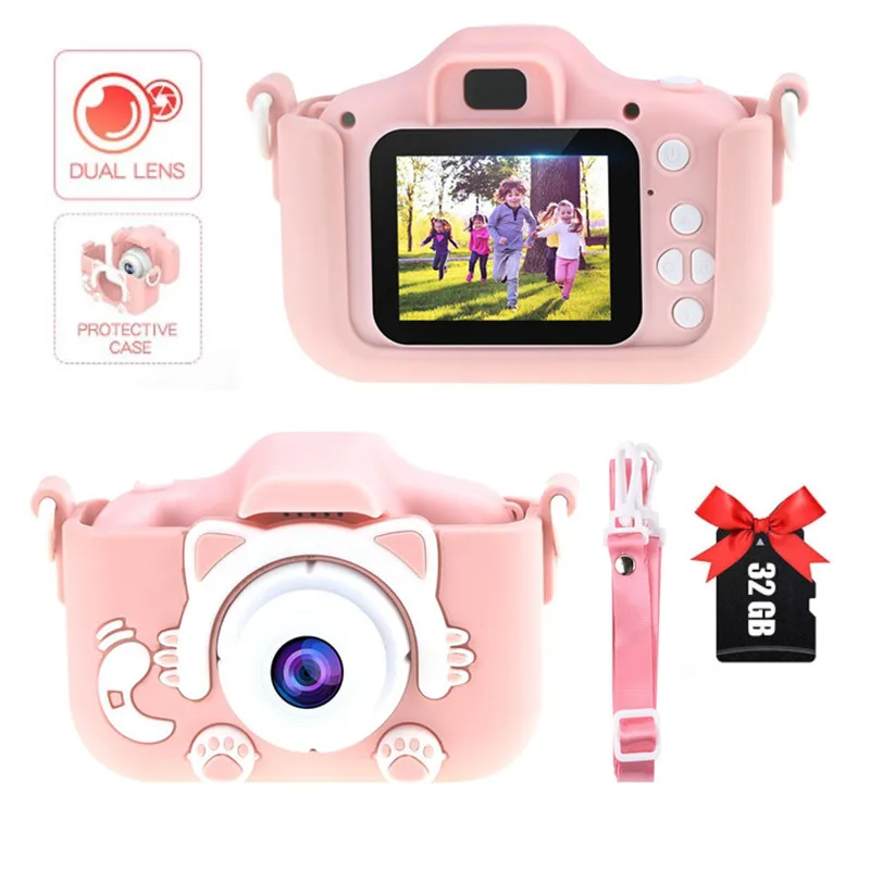 Cartoon Kids digital Camera Children fun instant Camera Built-In Games 2.0 Inch 2000W Kids Photo video Camera