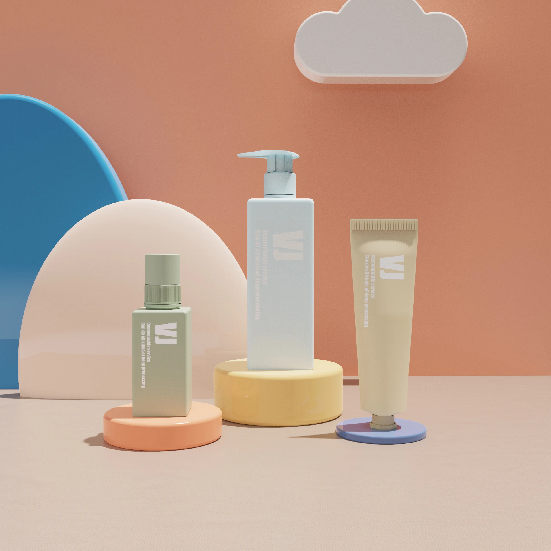 Custom 100ML 150ML Soft Touch Cosmetic Skincare Bottle Set for Skincare Bodycare Cosmetic cleaning milk Lotion Packaging