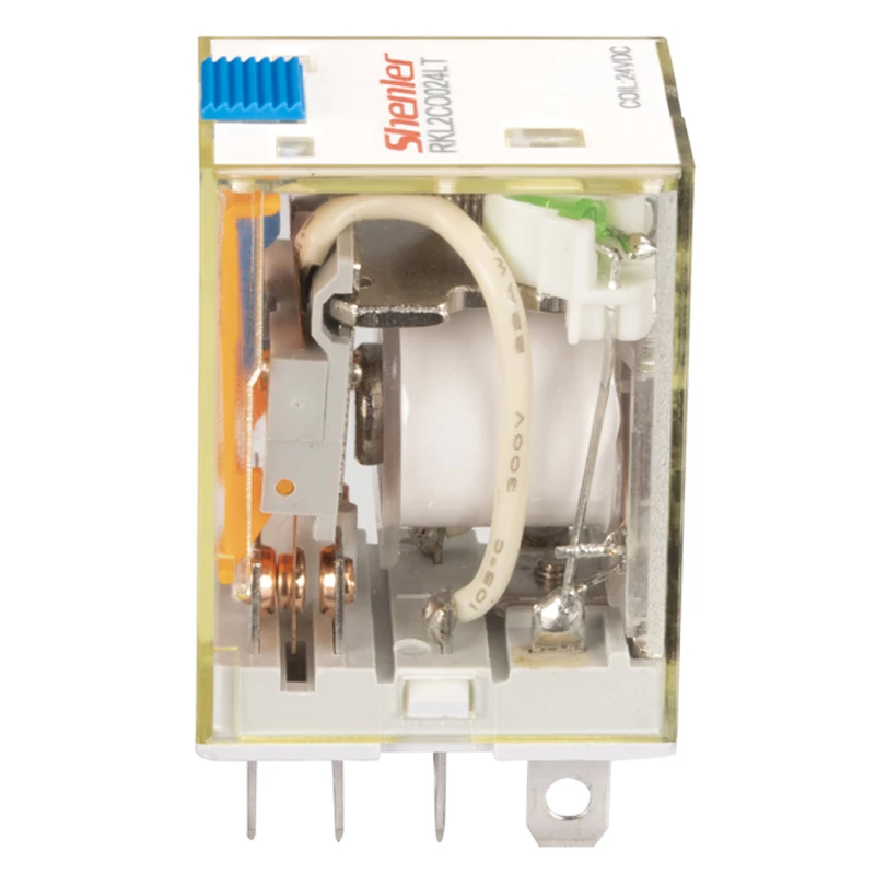 Shenler RKL2CO024LT miniature power relay 2 pole 10A 24VDC LED test button solid state relay power 24v transparent 24vdc