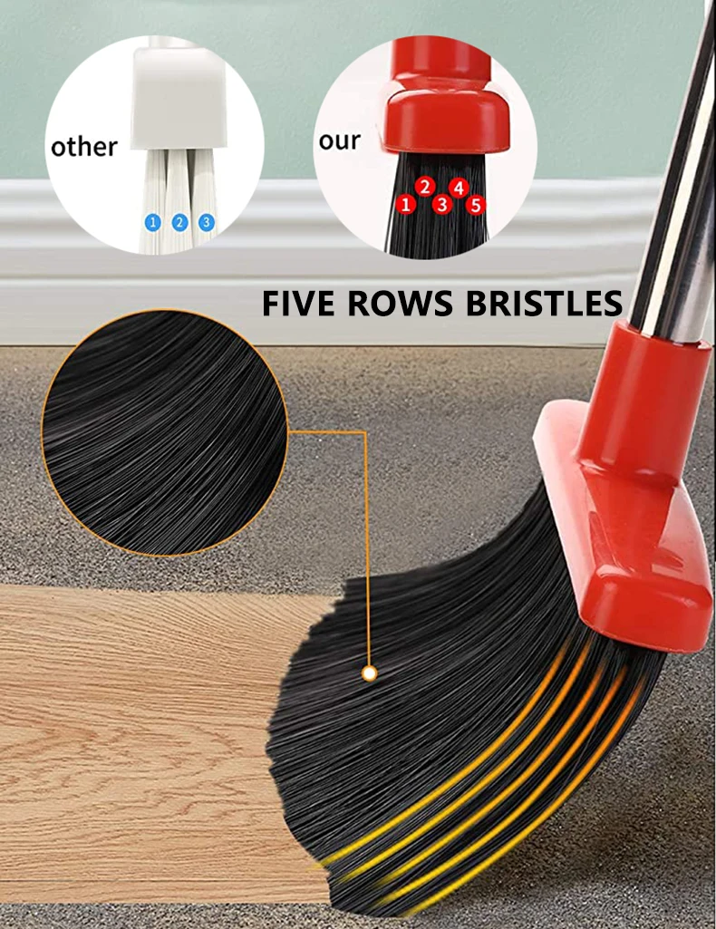 Broom and Dustpan Set for Home Broom and Dustpan Combo for Office Stand Up Broom and Dustpan