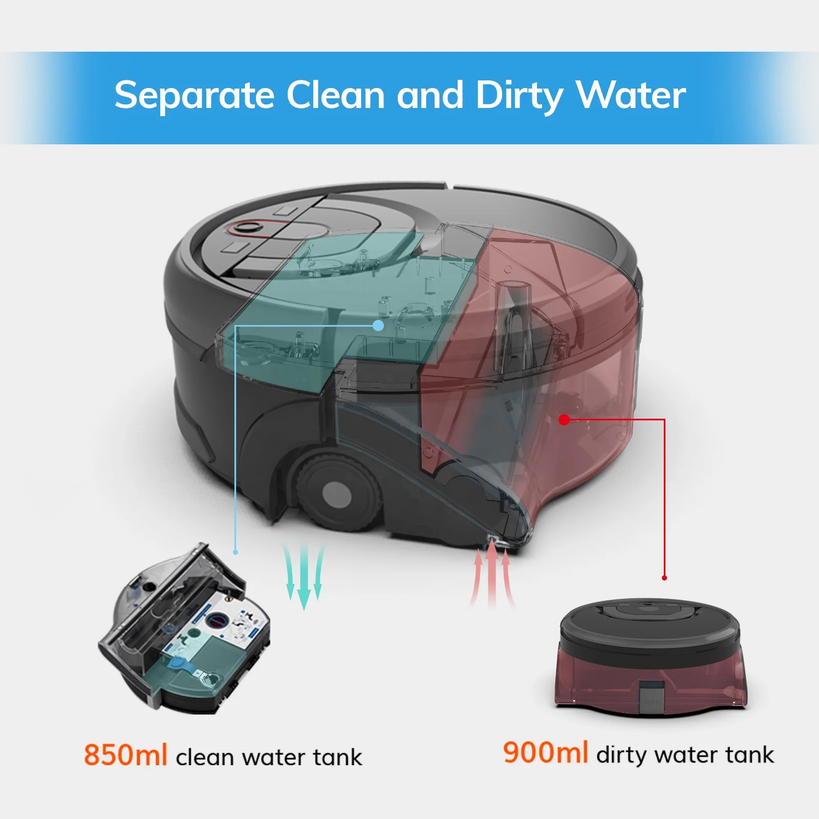 ILIFE Shinebot W450 Mopping Robot Cleaner Wet Scrubbing Floor Washing Wi-Fi Connected Alexa XL Water Tank Vacuum Cleaner Robot