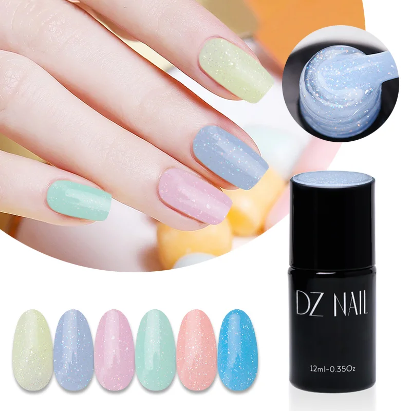 Colorful Gel Polish With Rubber Base High Gloss And Sparkle Soak Off Gel Shimmer Rubber Base