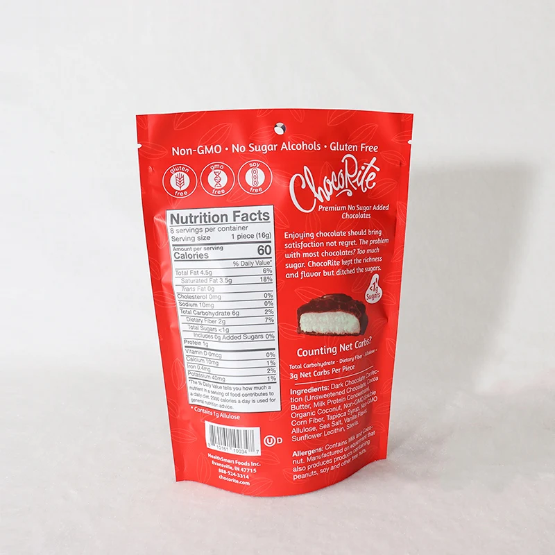 Customized Sweet Honey Candy  Cookie Snack Died food Plastic Stand Up Pouch Zipper Bag For Chocolate