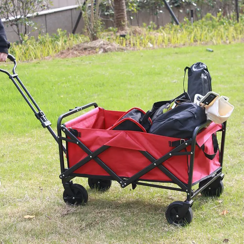 Wholesale Outdoor Folding Garden Storage  Big Wheel Metal Wagons Camping Cars Custom Wagons