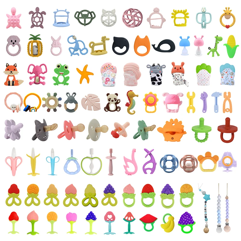 Hot Sale China Manufacturer BPA Free Food Grade Wooden Teething Ring Toys Funny Silicone Baby Teether Wholesale