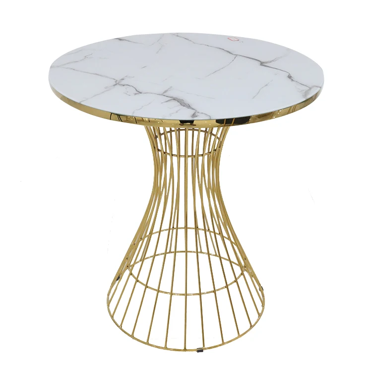 Diawell Wholesale Hotel Furniture Modern Metal Frame Gold Chrome Iron Legs 18mm MDF Consile Side Table
