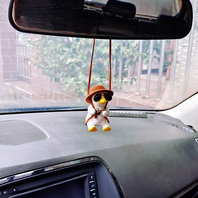 Popular Swinging Duck Car Hanging Ornament  Duck Mirror Cute Car Duck Pendant For Car Decoration Ornament
