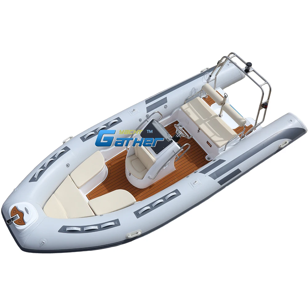 Europe 17ft Fiberglass Hull Inflatable Boat RIB520E Hypalon 8 Capacity With console,front sundeck,EVA floor and ss bar for sale