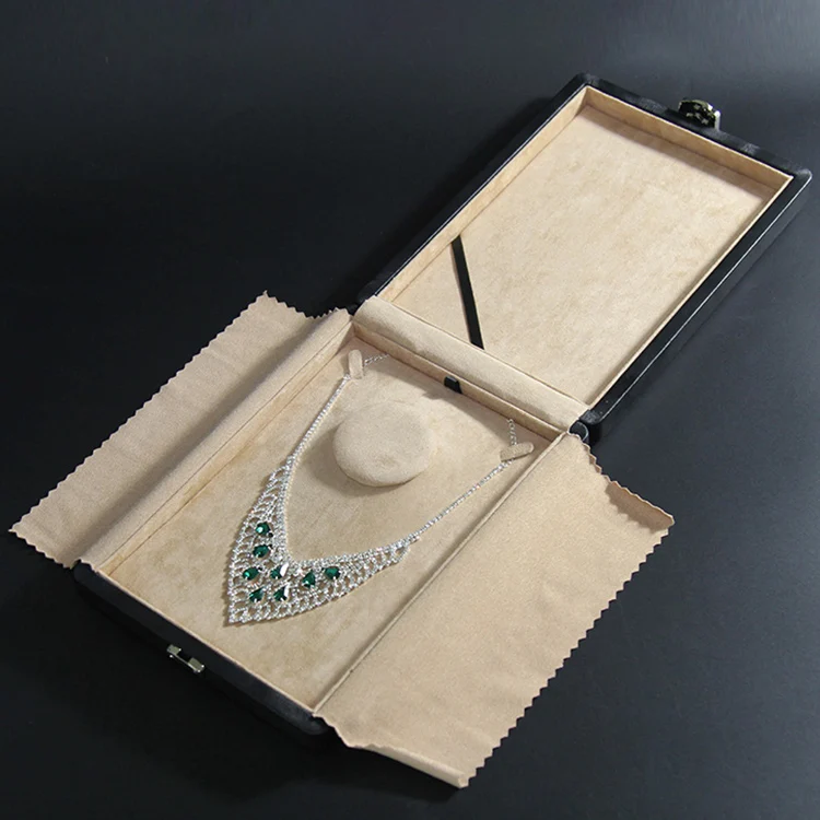 Odm Custom Design Big Large Key Lock Leather Velvet Suede Jewelry Necklace Gift Packaging Box