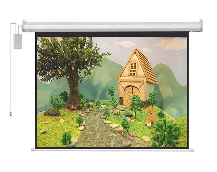Electronic Projector Screen Reel storage 16:9/4:3/1:1 60-150 inch Matte coating 4K HD display projection Optical eye protection