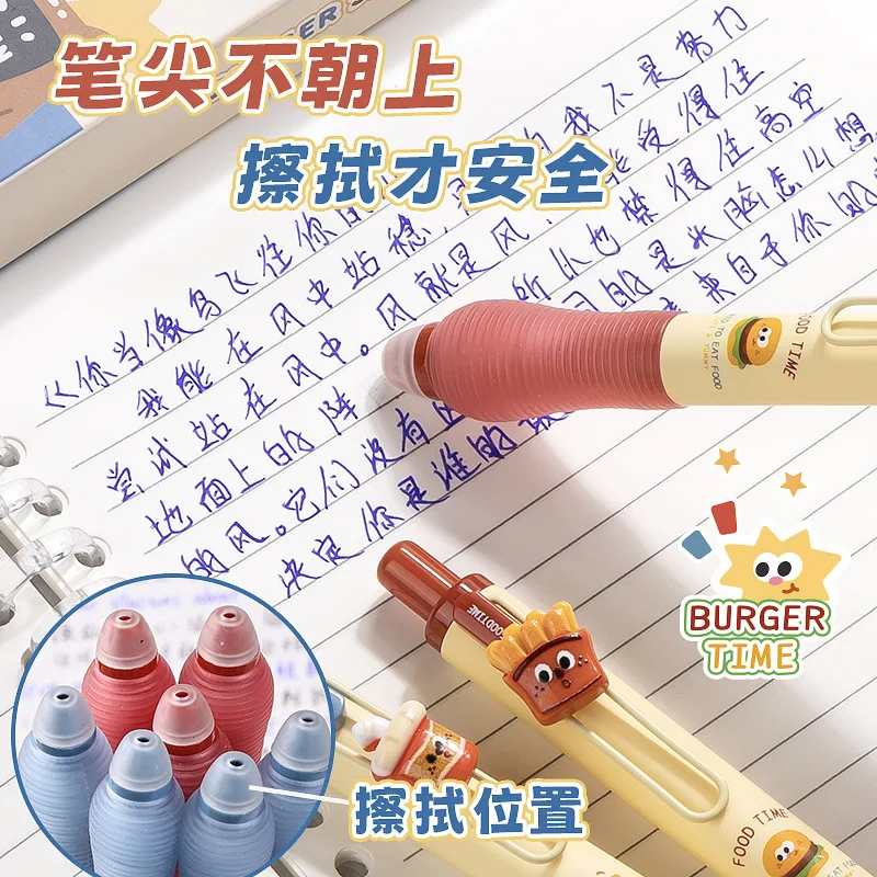 Korea Ins Bear Press Erasable Pen Candy Colors Blue Ink 0.5mm Erasable Gel Pen Washable Handle Writing Stationery pen gift set