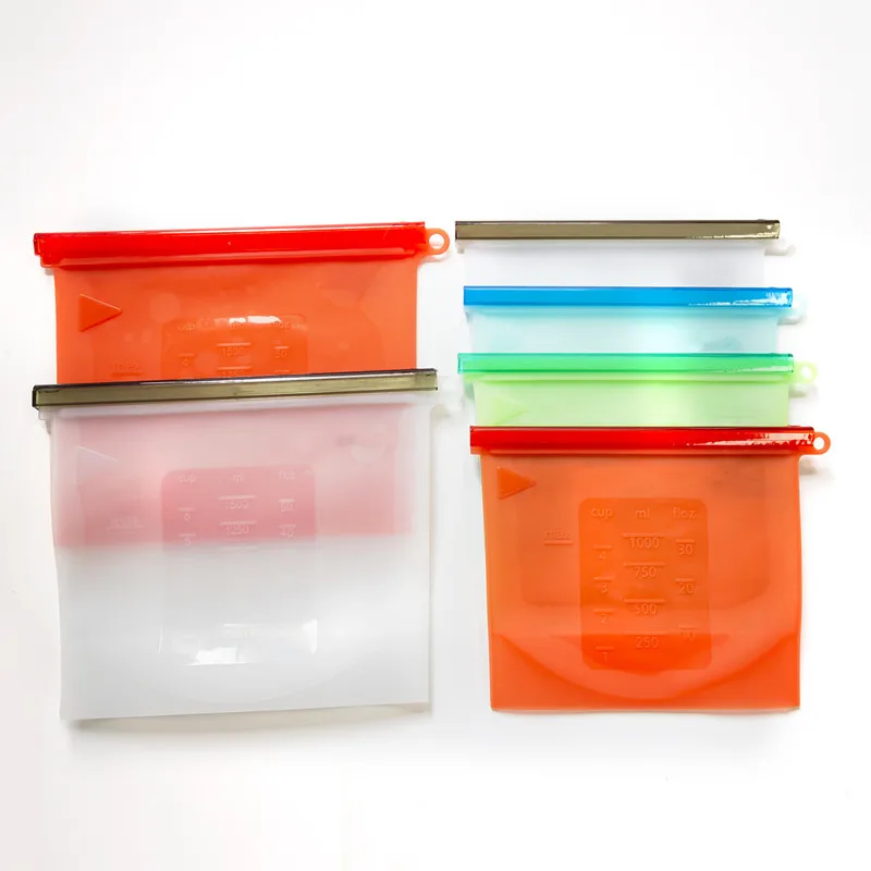 
Food grade reusable food preservation silicone storage bag for sandwiches vegetable fruit meat milk 