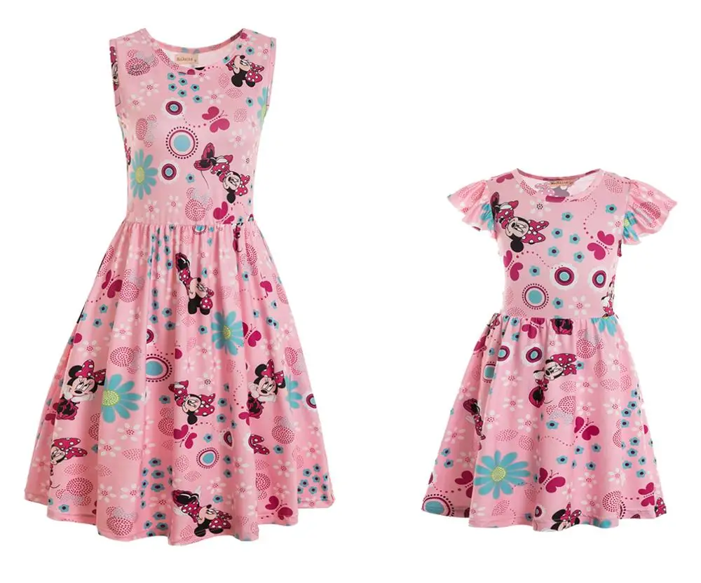 
Beach Wear Mommy and Me Clothing Princess Dress kids casual dress black floral printed baby clothes mommy and me outfits summer 