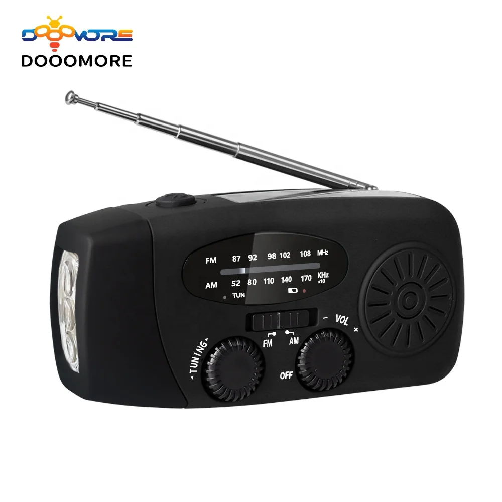 Dooomore  In Stock Amazon Seller Waterproof AM FM Dynamo Weather Emergency Radio Solar Crank Retro Radio