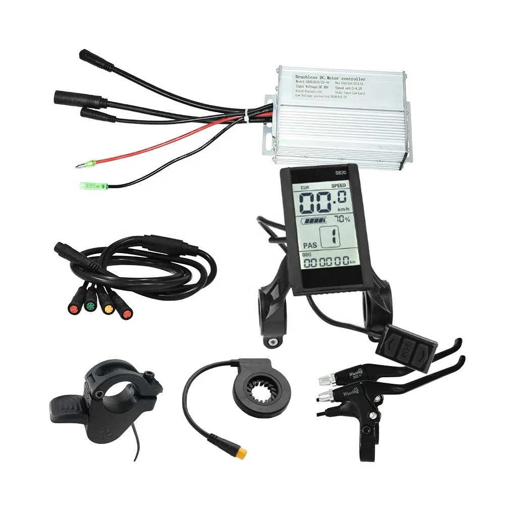 ebike motor assistance PAS brake levers thumb throttle electric bike controller kit with LCD display