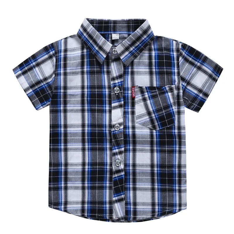 2019 hot sale new design summer New children Girls comfortable Casual upper Tops kids boys fancy plaid shirts