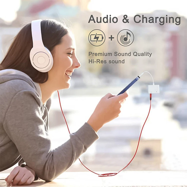 Export hot products HANPU 2 in 1 3.5 mm headphone jack adapter for lightning to 3.5mm headphone jack audio charge adapter