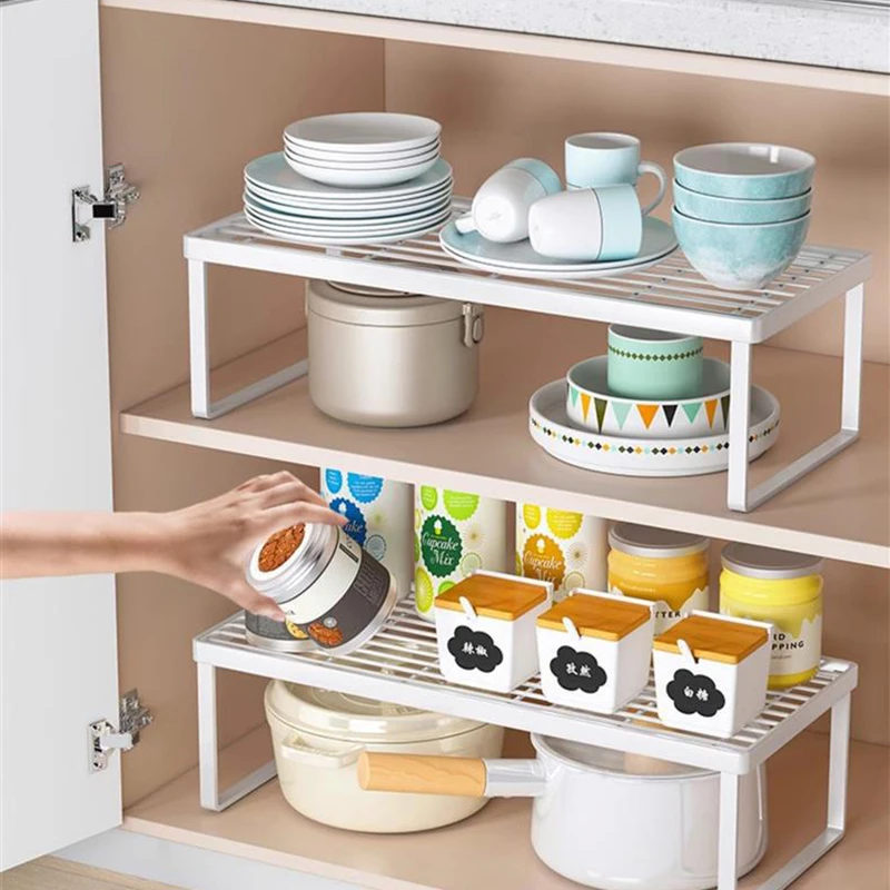 OWNSWING Kitchen Cabinet Plates Dishes Storage Shelf Living Room Over Display Spice Space Saving Rack For Pantry Cabinet