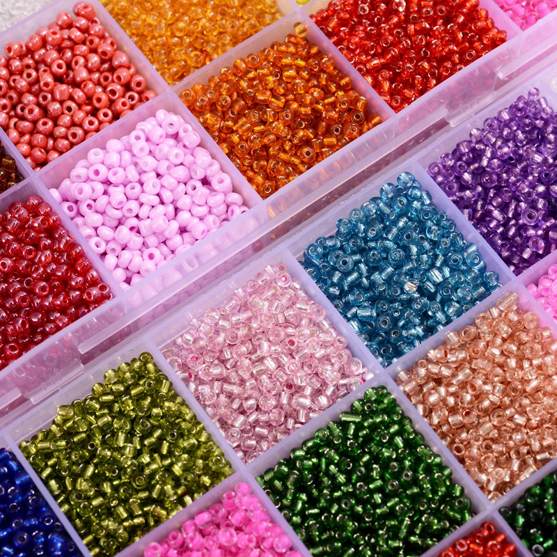 
Boxed 16000Pcs/Lot 24 Grid Mixed Color Czech Glass Seed Beads DIY Bracelet Necklace Beads For Jewelry Making DIY Necklace 