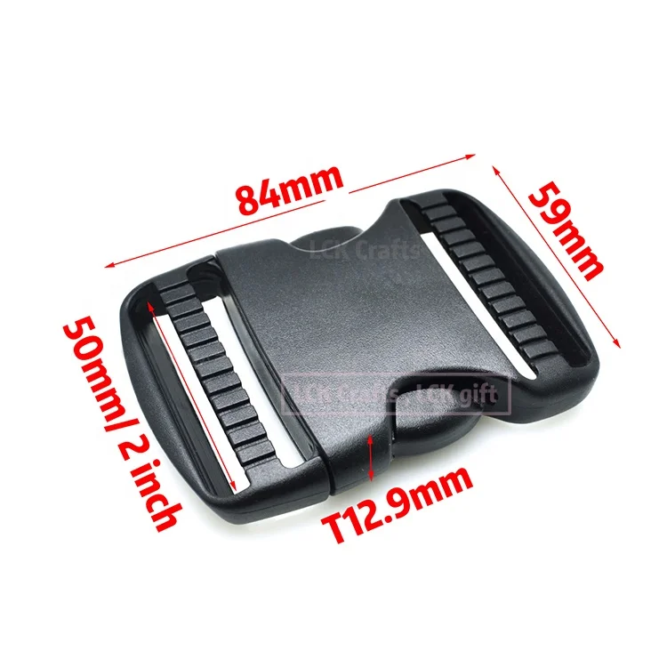 Dual Adjustable Buckle Clip Fastener 2 Inch Dual Adjustable 50mm Side Release Buckle Plastic
