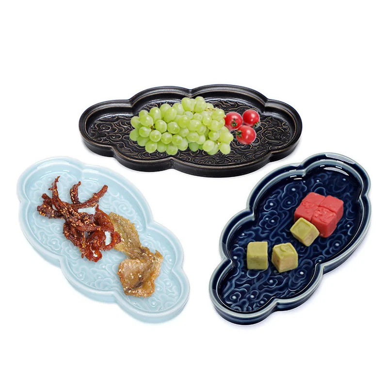 Chinese Style Porcelain Dinner Plates, Ceramic Snack Fruit Plate