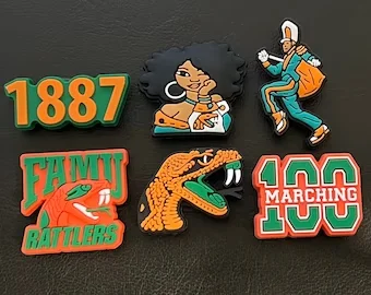 Custom Florida A&M University Rattlers Rubber Croc Shoe Charms HBCU FAMU Hip Hop Shoe Charms Culture Croc Charms