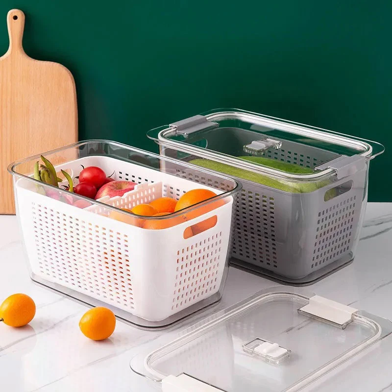 Hot sale BPA-free Salad Vegetable Storage Organizers Fresh Produce Saver for Refrigerator Food Fruit Lettuce Keeper Containers