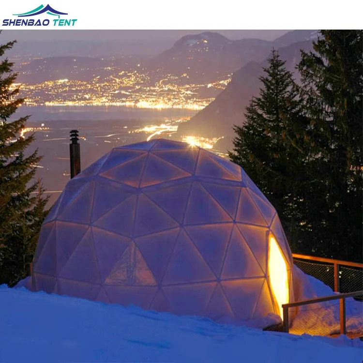 Rainproof Winter Geodesic Dome Tent Galvanized Steel Frame Dome Tent