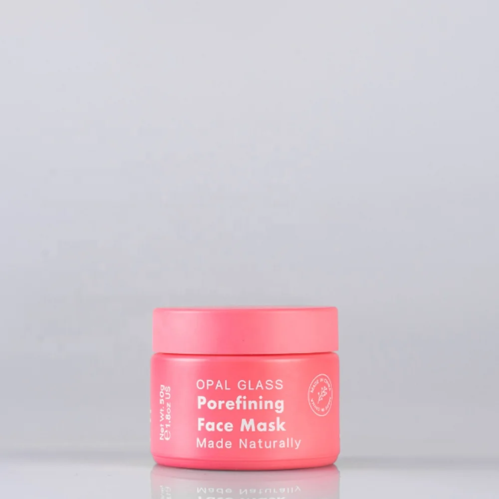 
Red round glass cream jar 