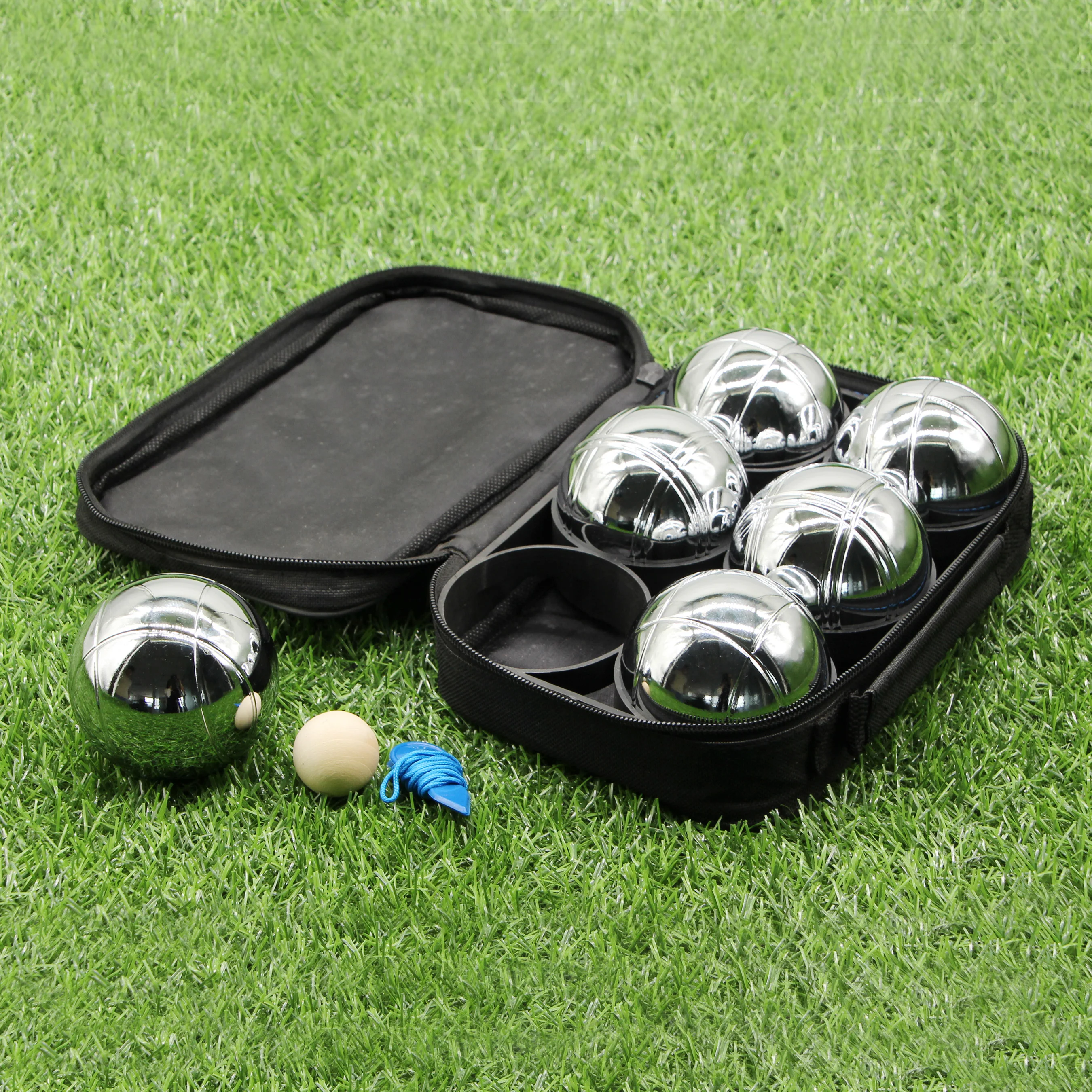 
Outdoor Game Chrome Plating Boules 6 balls Petanque Bocce Set 