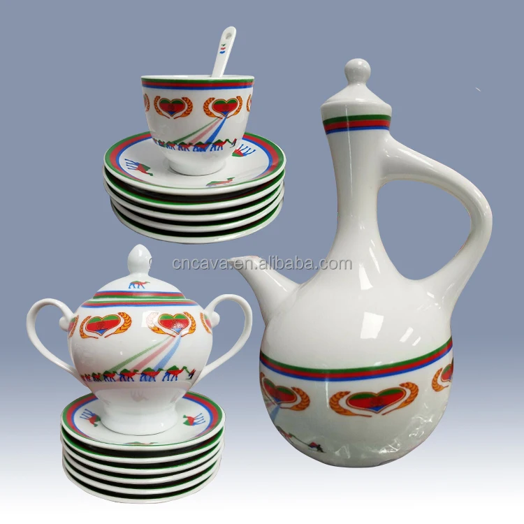 2021 new design wholesale price good quality 23 pieces fine porcelain ethiopian full coffee set