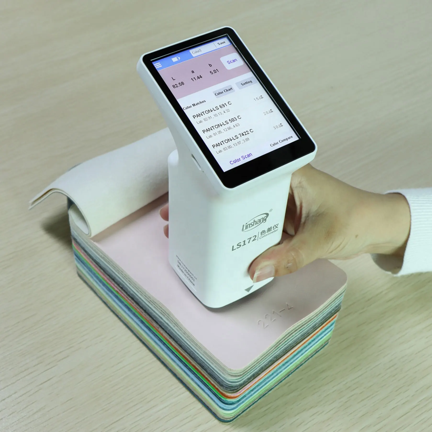 LS172 smart touch screen colorimeter color analyzer is used for color measurement of coating ceramic plastic coatings