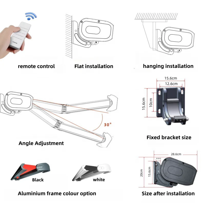 4M width awning outdoor swimming pool canopy  remote control retractable full cassette automatic awning with LED
