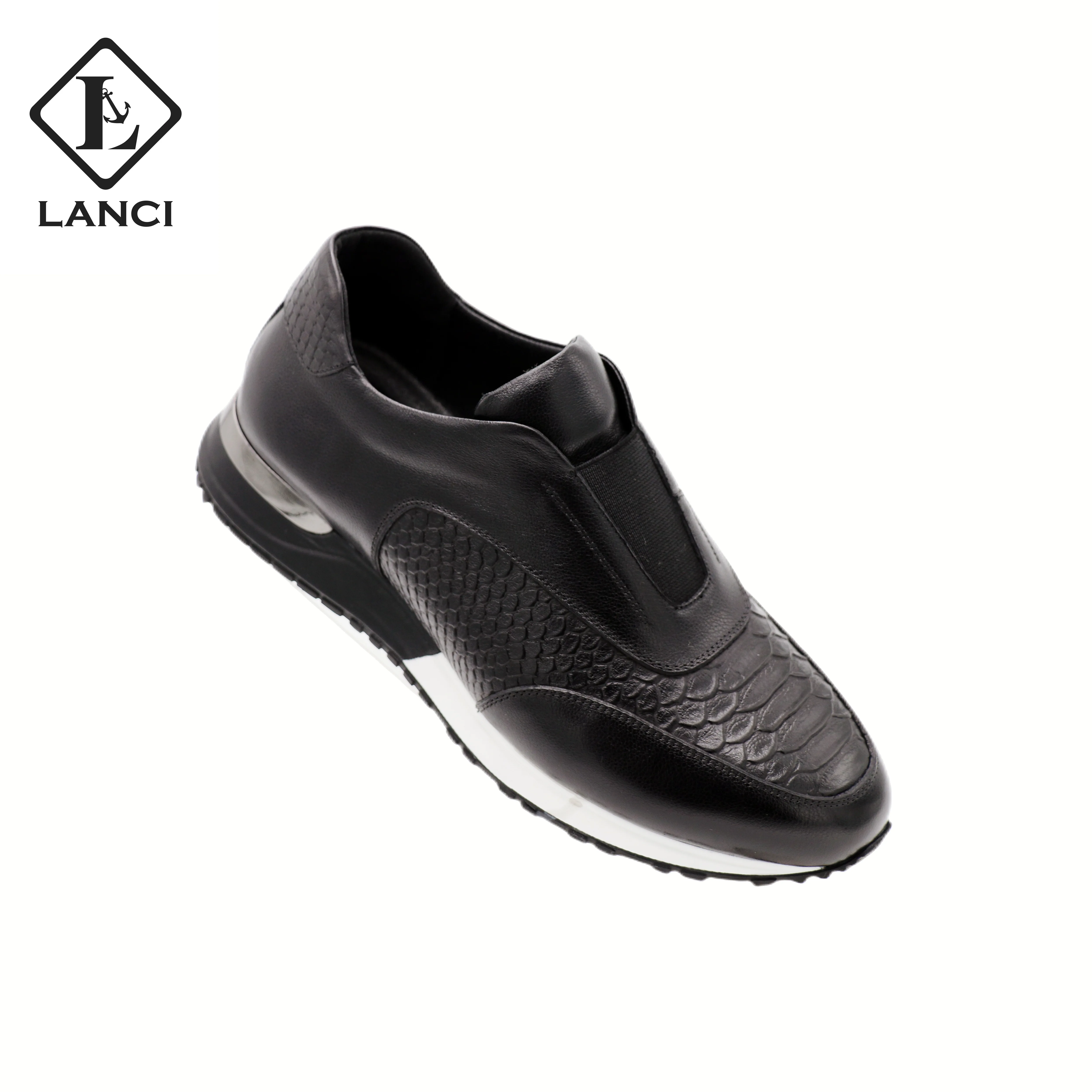 LANCI New design Custom Mens Genuine Leather Casual Sports Shoes Luxury Running Leather Sneakers For men