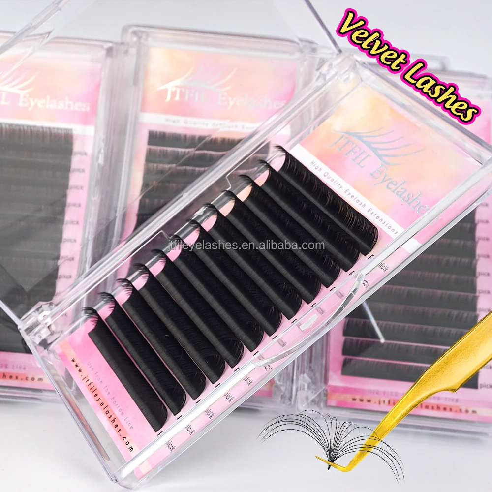 Individual Mink Soft Korean PBT Fiber Wholesale Classic C D CC Curl velvet lash extensions