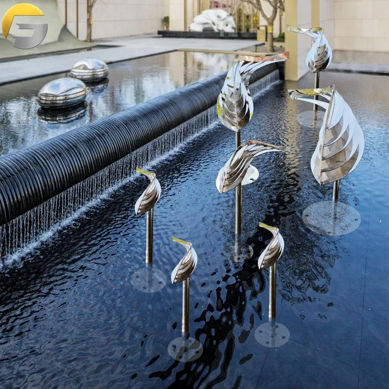 ZE03857 Custom Design Polished Stainless Steel Metal Garden Flowers Statues Sculpture For Sale stainless steel fish sculpture