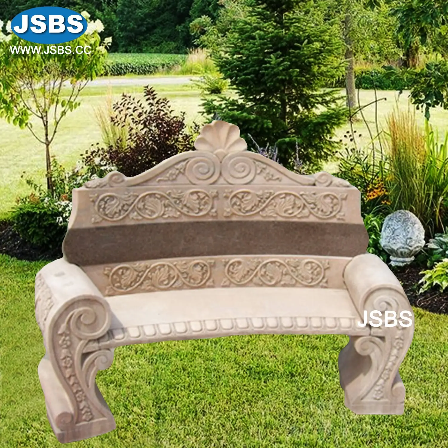Outdoor Garden Park Custom Made Antique Old Decorative Natural Stone Marble Benches with Backrest For Sale