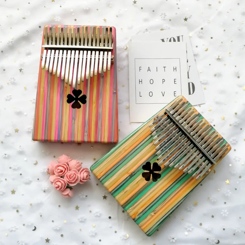 Stock  Mbira electric box finger violin beginner gift colorful Kalimba thumb piano wooden musical instruments toys